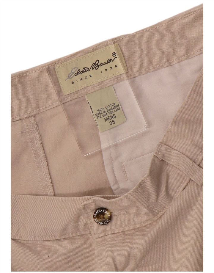 EDDIE BAUER Herre Pegged Chino Shorts W35 Large Beige Bomuld