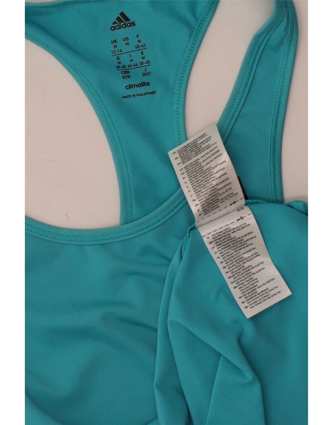 Adidas Dame Climalite Vest Top UK 12/14 Medium Blue Polyester
