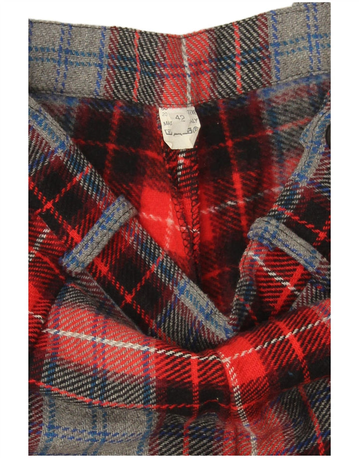 VINTAGE højtaljede chinoshorts til kvinder IT 42 Medium W28 Rød ternet uld