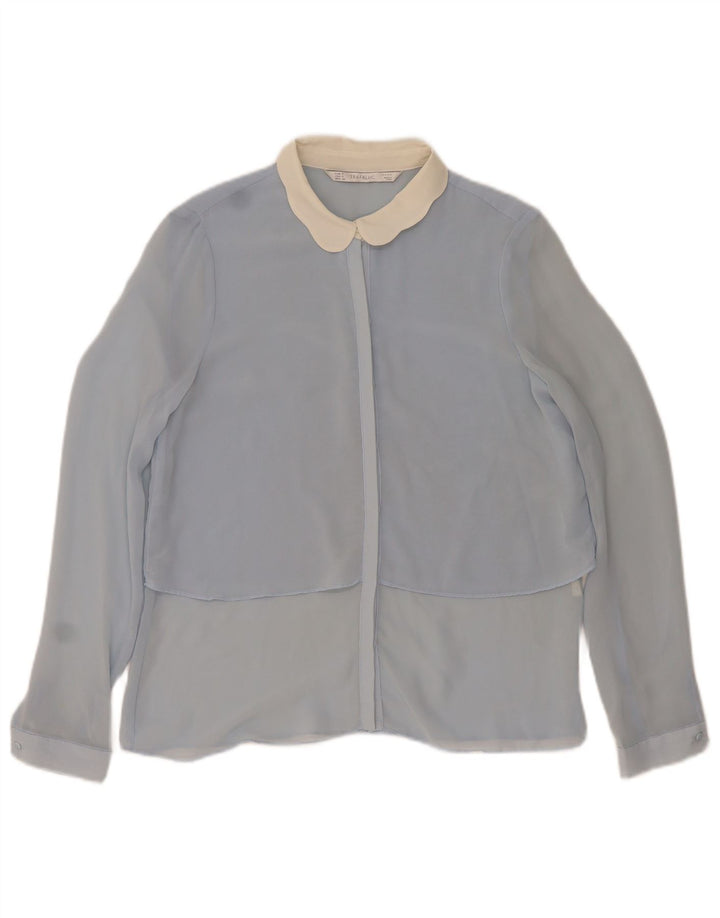 Zara skjortebluse til kvinder UK 10 Small Blue Colourblock