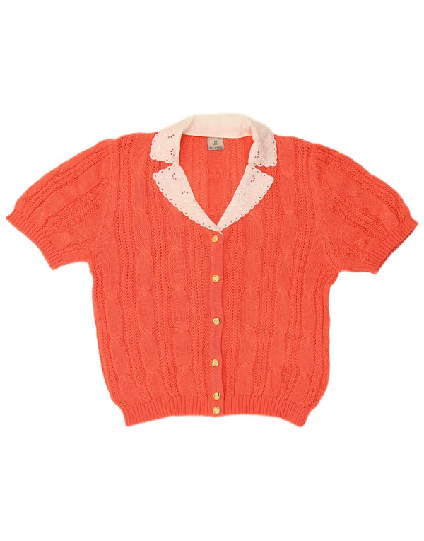 Vintage kortærmet kortærmet cardigantrøje til kvinder US 4 Small Pink