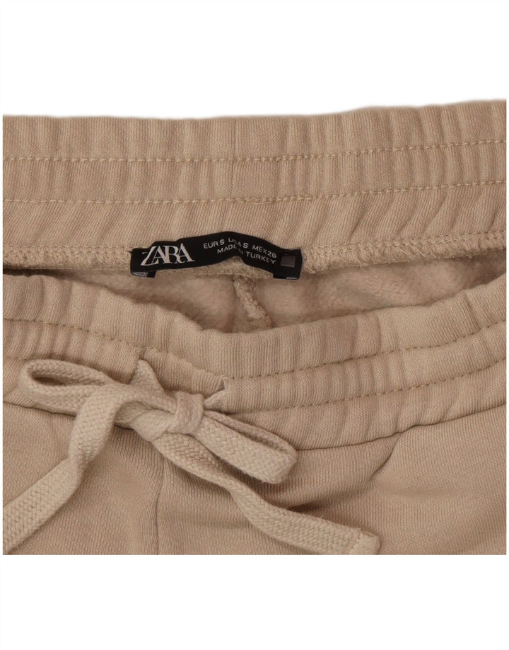 Zara Træningsdragtsbukser til kvinder UK 8 Small Beige Bomuld