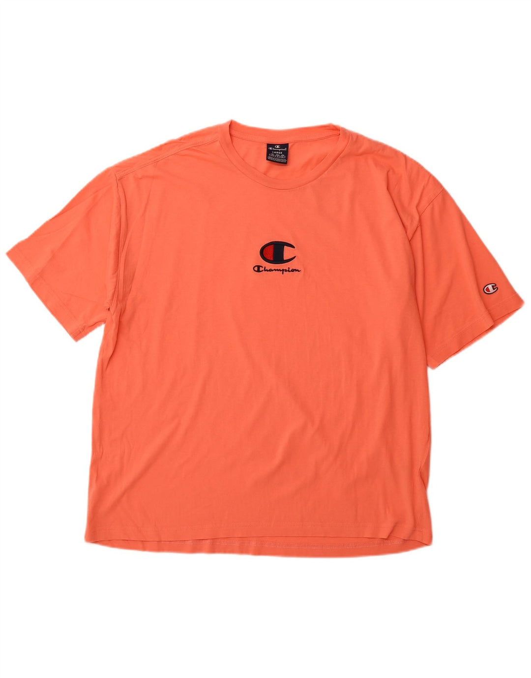 CHAMPION Mens Graphic T-Shirt Top Large Orange Cotton