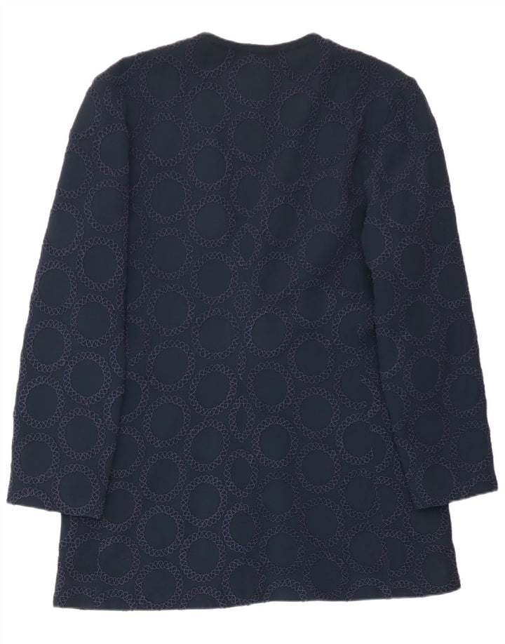 Gai Mattiolo Dame Front Tie Blazer Jacket IT 50 XL Navy Blue Geometric