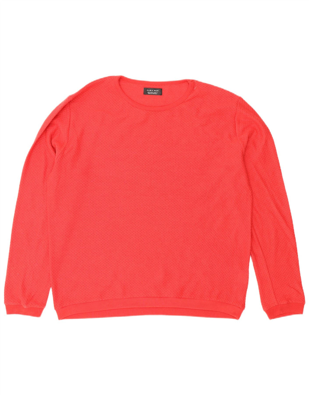 Zara Herre Crew Neck Jumper Sweater Large Rød Polyester