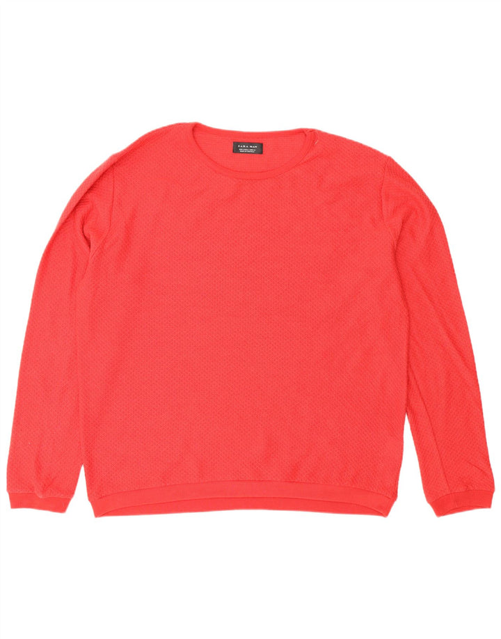 Zara Herre Crew Neck Jumper Sweater Large Rød Polyester