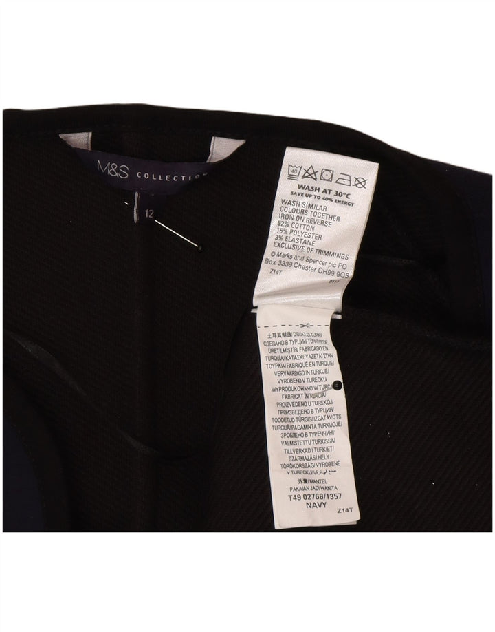 Marks & Spencer Dame åben overfrakke UK 12 Mellem marineblå bomuld