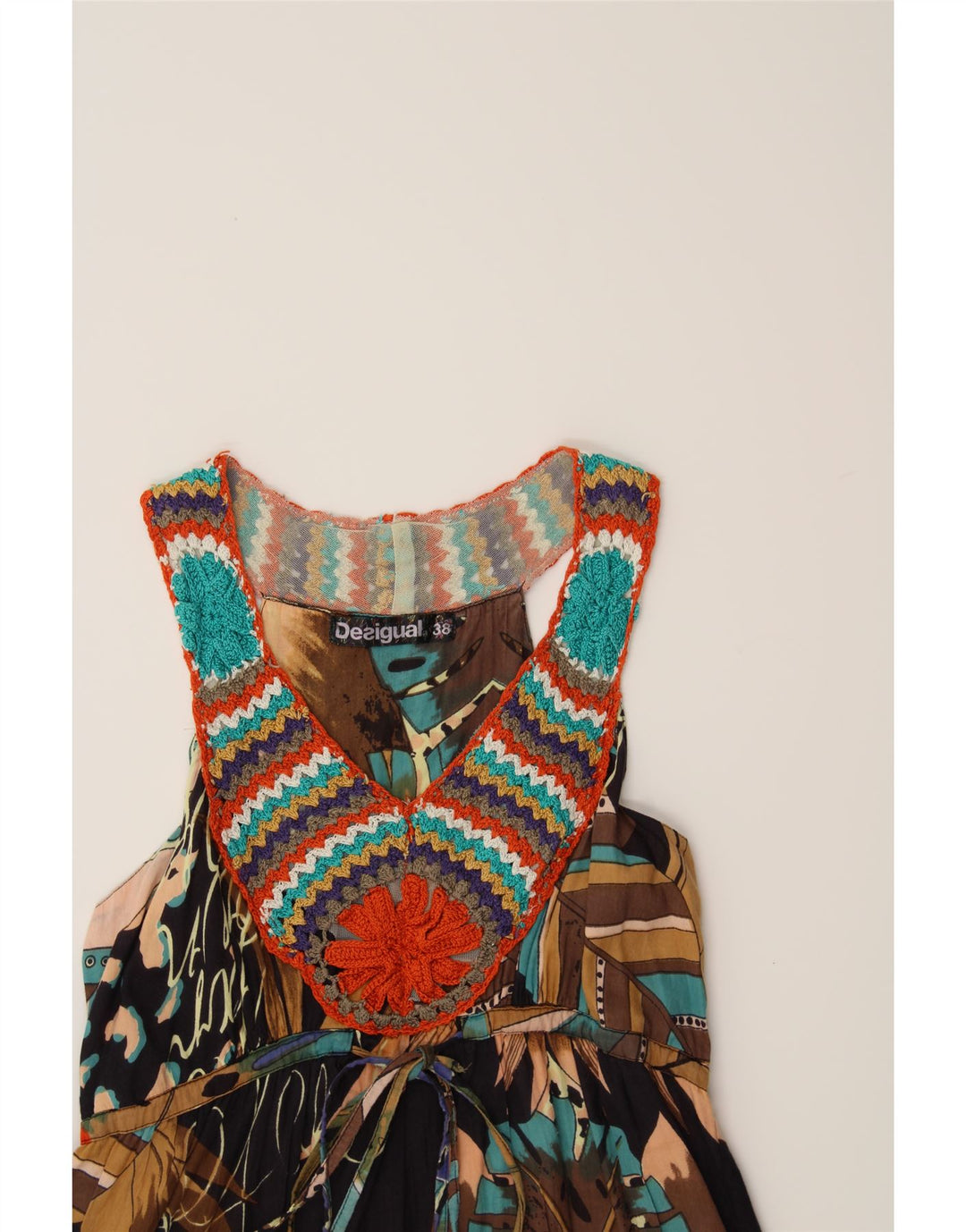 DESIGUAL Womens Graphic A-Line Dress EU 38 Medium Multicoloured Floral Vintage Desigual and Second-Hand Desigual from Messina Hembry 