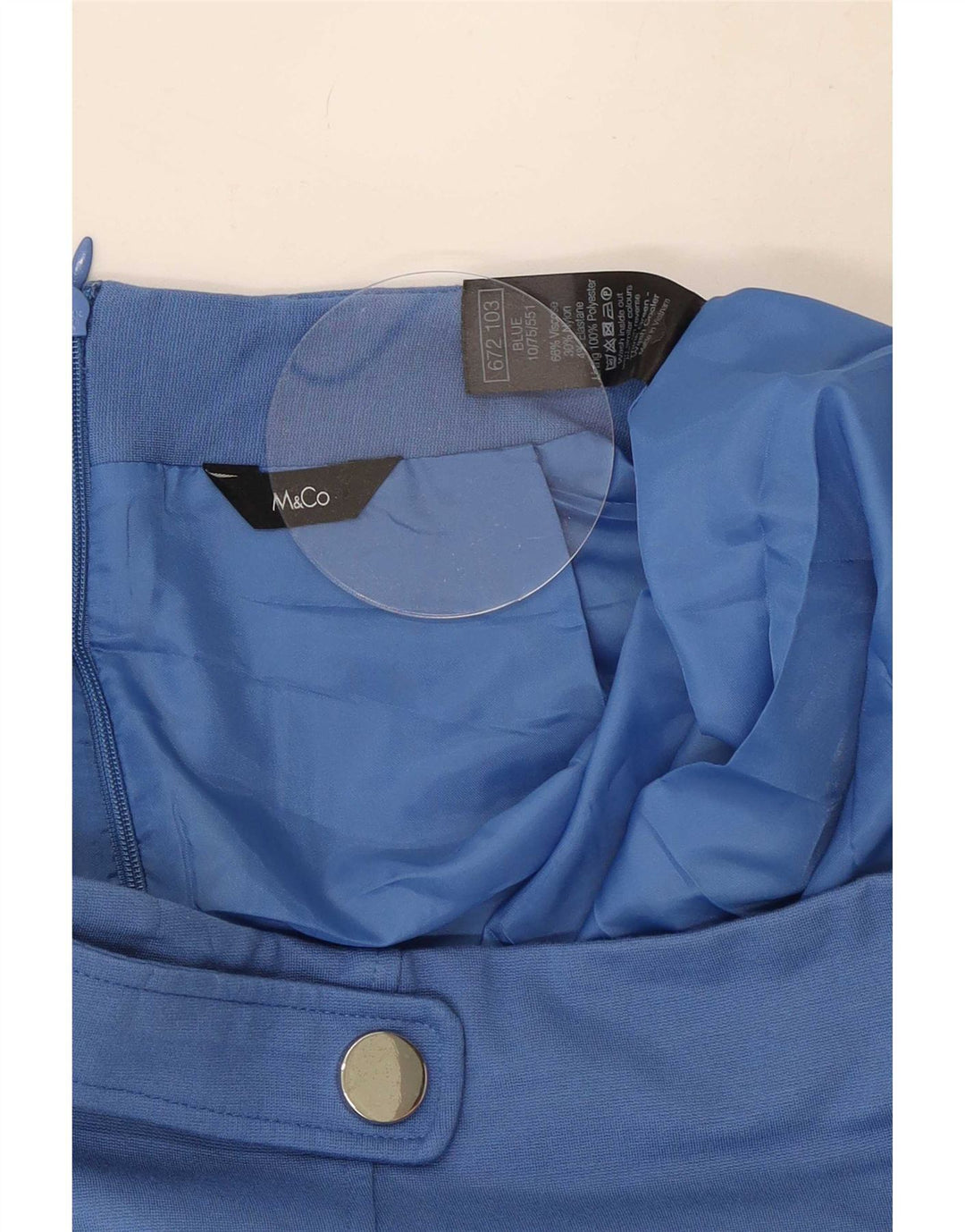 M&Co lige nederdel til kvinder UK 12 Medium W30 Blue Viscose