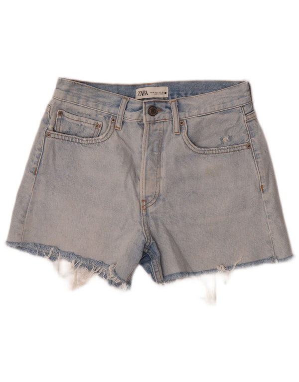Zara Womens Denim Shorts EU 36 XS W26 Blue Cotton