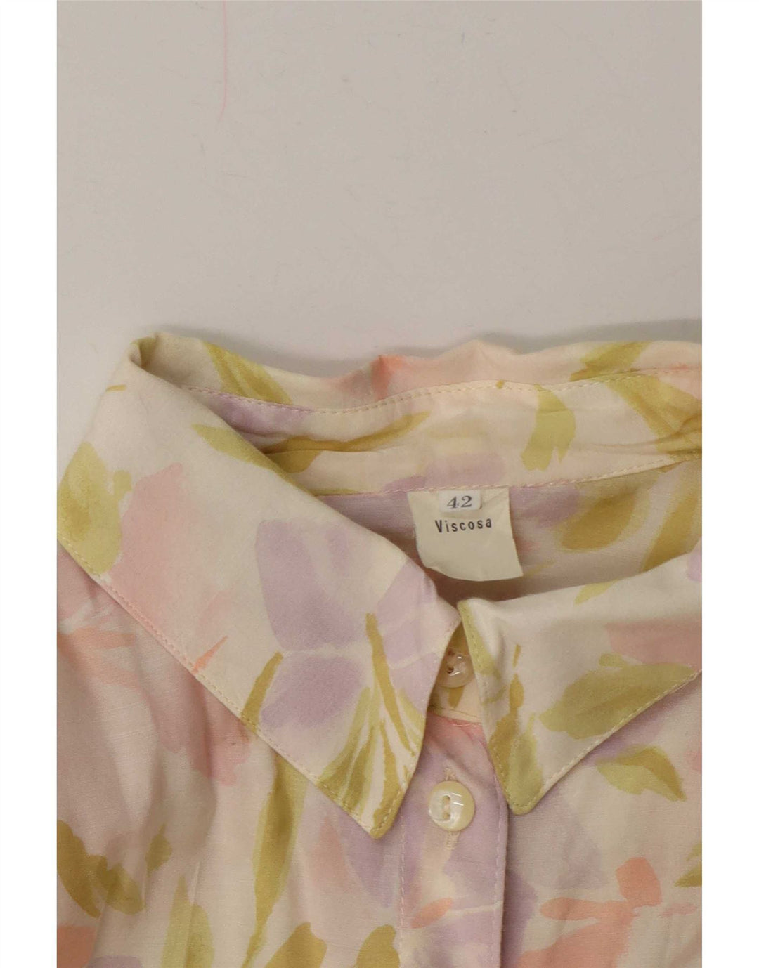 Vintage dameskjorte bluse EU 42 Stor flerfarvet blomsterviscose