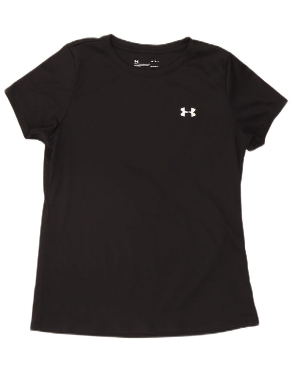 UNDER ARMOUR Dame Heat Gear T-Shirt Top UK 16 Large Black