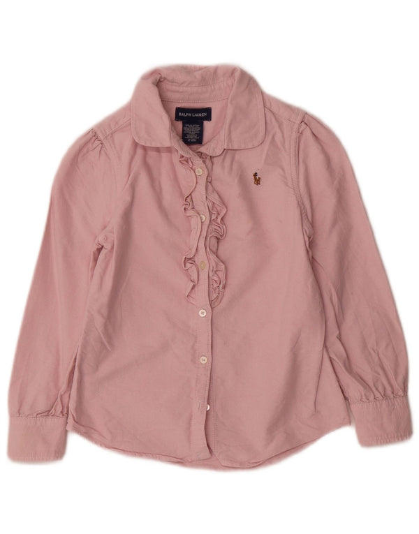 Ralph Lauren piger flæse foran skjorte 5-6 år Pink bomuld