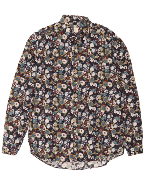 Vintage herreskjorte størrelse 43 XL Flerfarvet blomsterbomuld