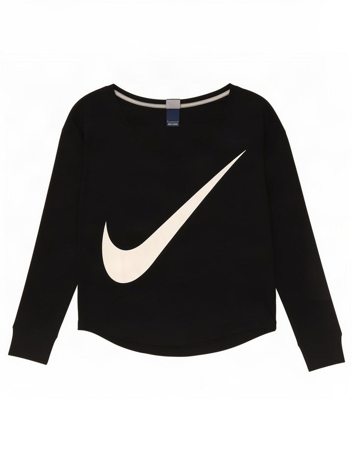 Nike Dame Grafisk Top Langærmet UK 16 Stor Sort Polyester
