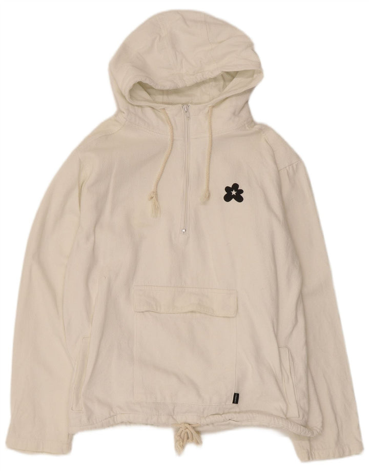Converse Dame Oversized grafisk lynlås hættetrøje Jumper UK 10 Small White