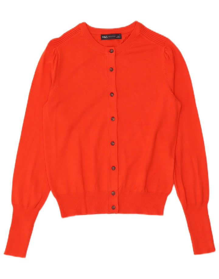 Marks & Spencer Womens Crop Cardigan Sweater UK 8 Small Orange Viscose