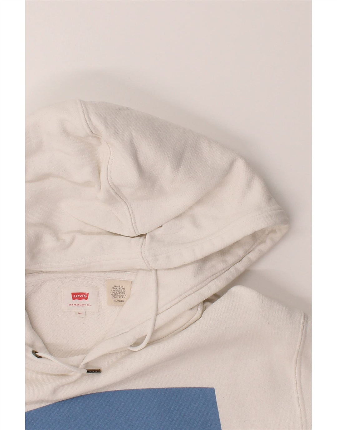 LEVI'S Mens Graphic Hoodie Jumper XL White Cotton Vintage Levi's and Second-Hand Levi's from Messina Hembry 