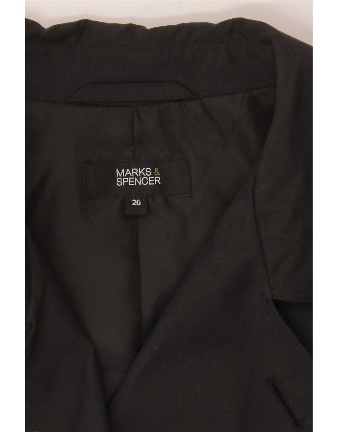 Marks & Spencer Trench Coat til kvinder UK 20 2XL Sort Polyester