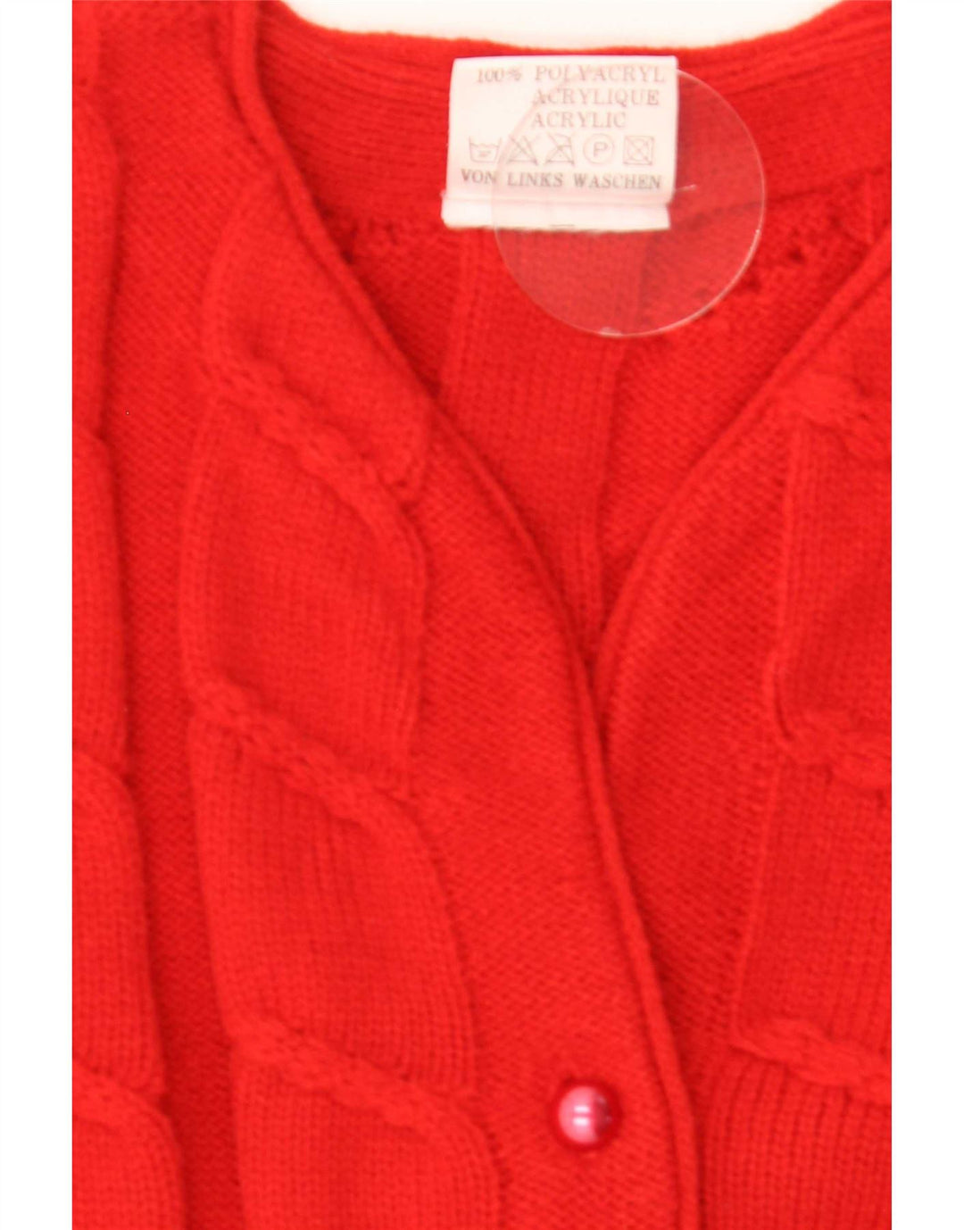Vintage dame cardigan sweater UK 14/16 medium rød polyakryl