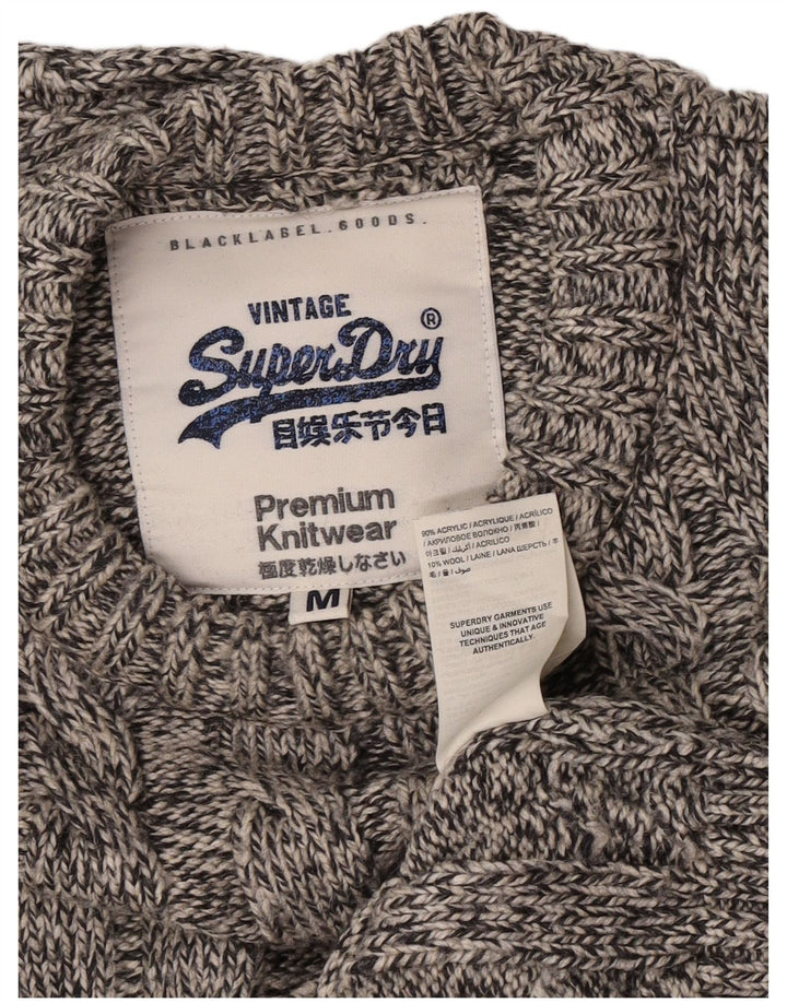 Superdry sweater med rund hals til mænd mellemgrå flækket akryl