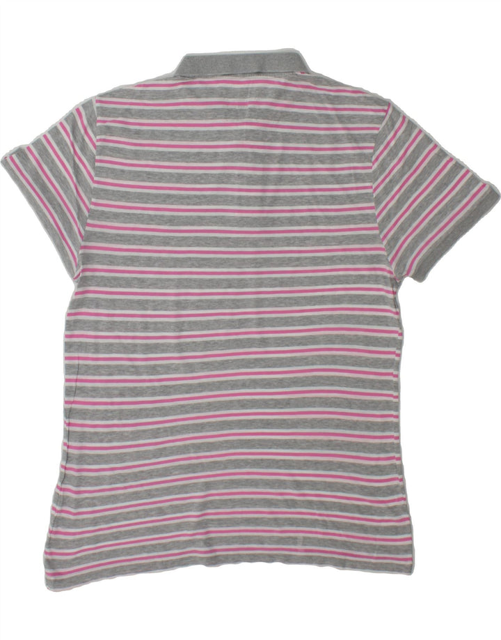 RIFLE Mens Polo Shirt Large Grey Striped Vintage Rifle and Second-Hand Rifle from Messina Hembry 