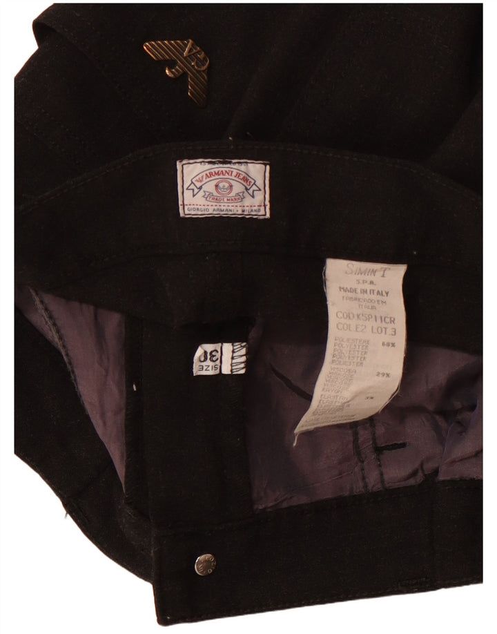 ARMANI Dame Højtalje Lige Casual Bukser W30 L32 Sort Polyester