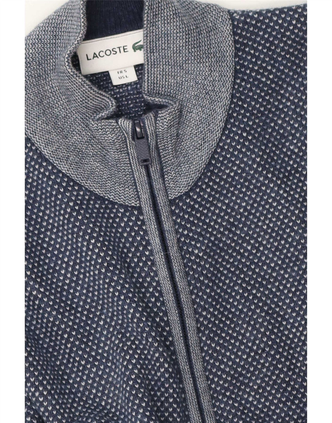 Lacoste Herre cardigan sweater størrelse 5 Large Navy Blue Flecked