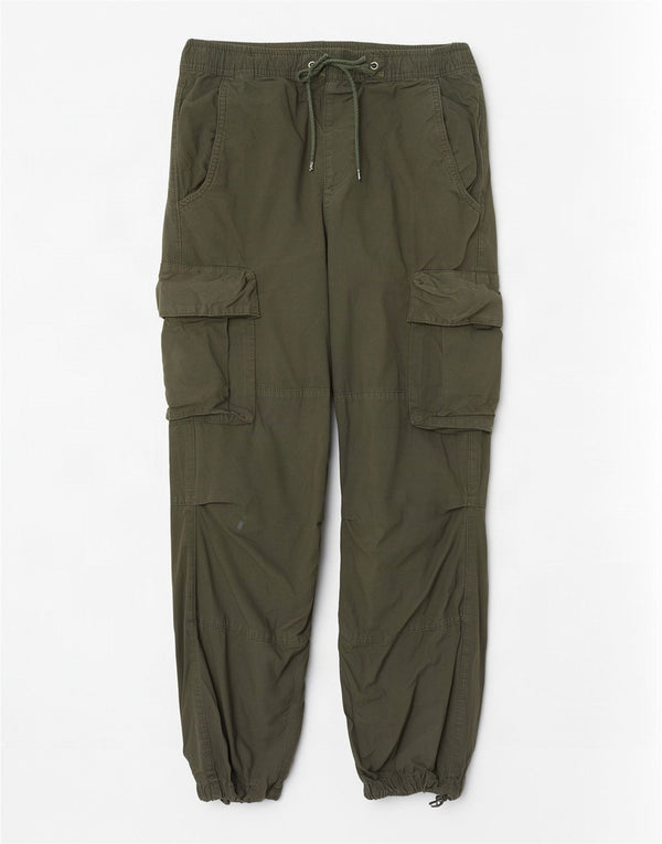 Zara Herre Joggers Cargo Bukser Small W30 L28 Grøn bomuld