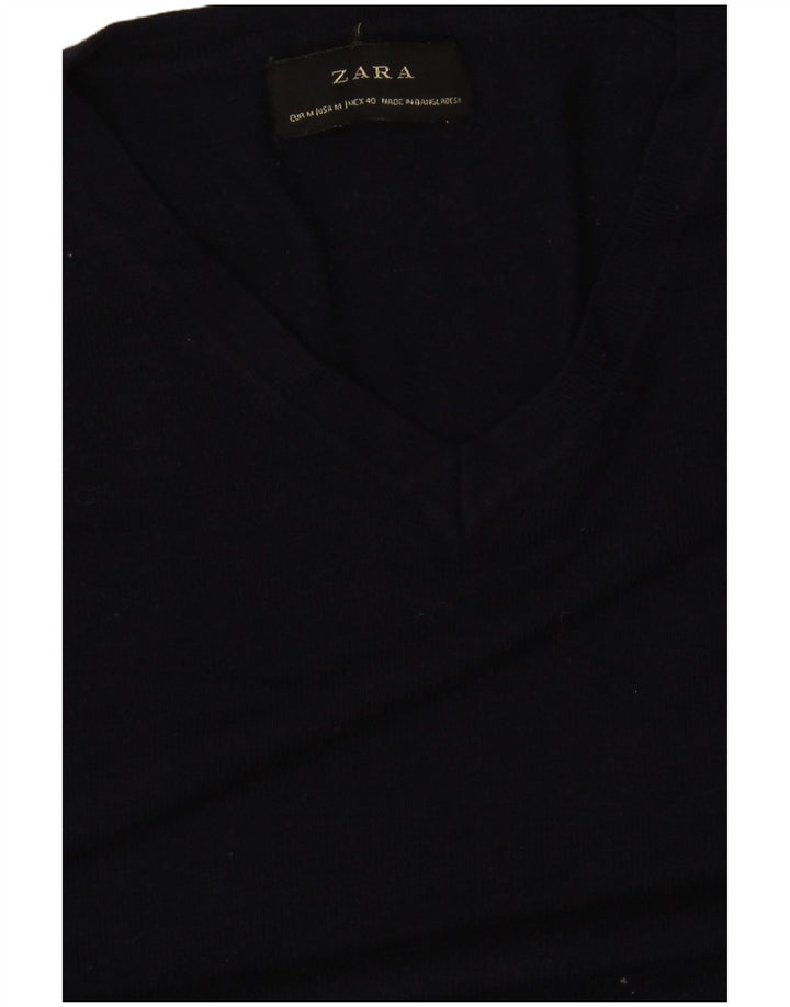 Zara Dame V-hals sweater UK 14 Medium Navy Blue
