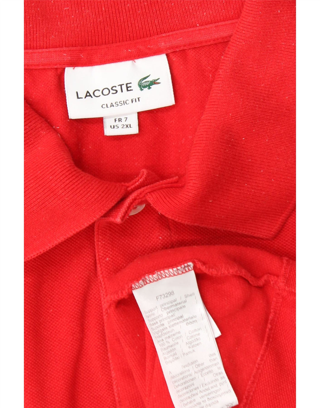 LACOSTE Poloshirt til mænd i klassisk pasform Størrelse 7 2XL Rød Bomuld