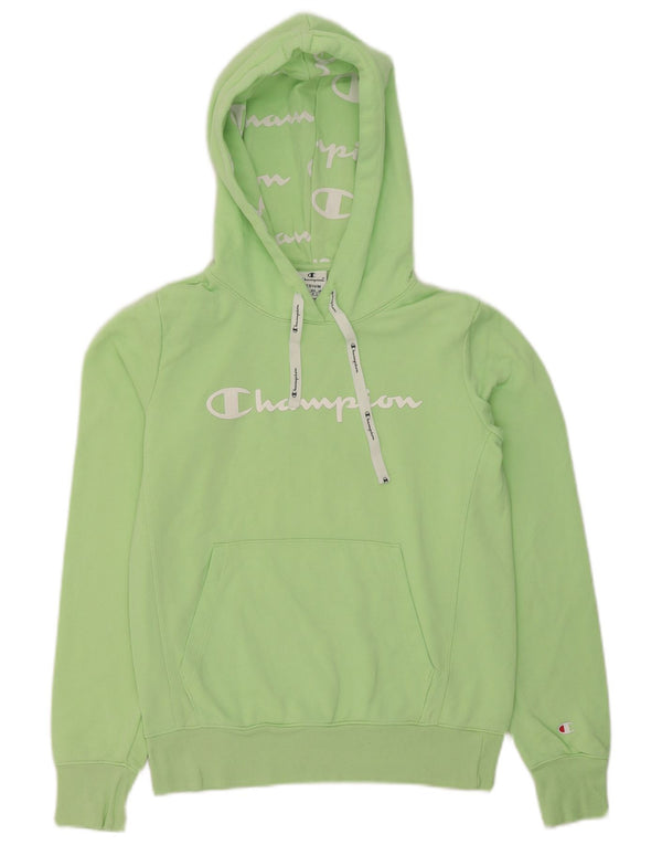 Champion Dame Grafisk Hoodie Jumper UK 12 Medium Green