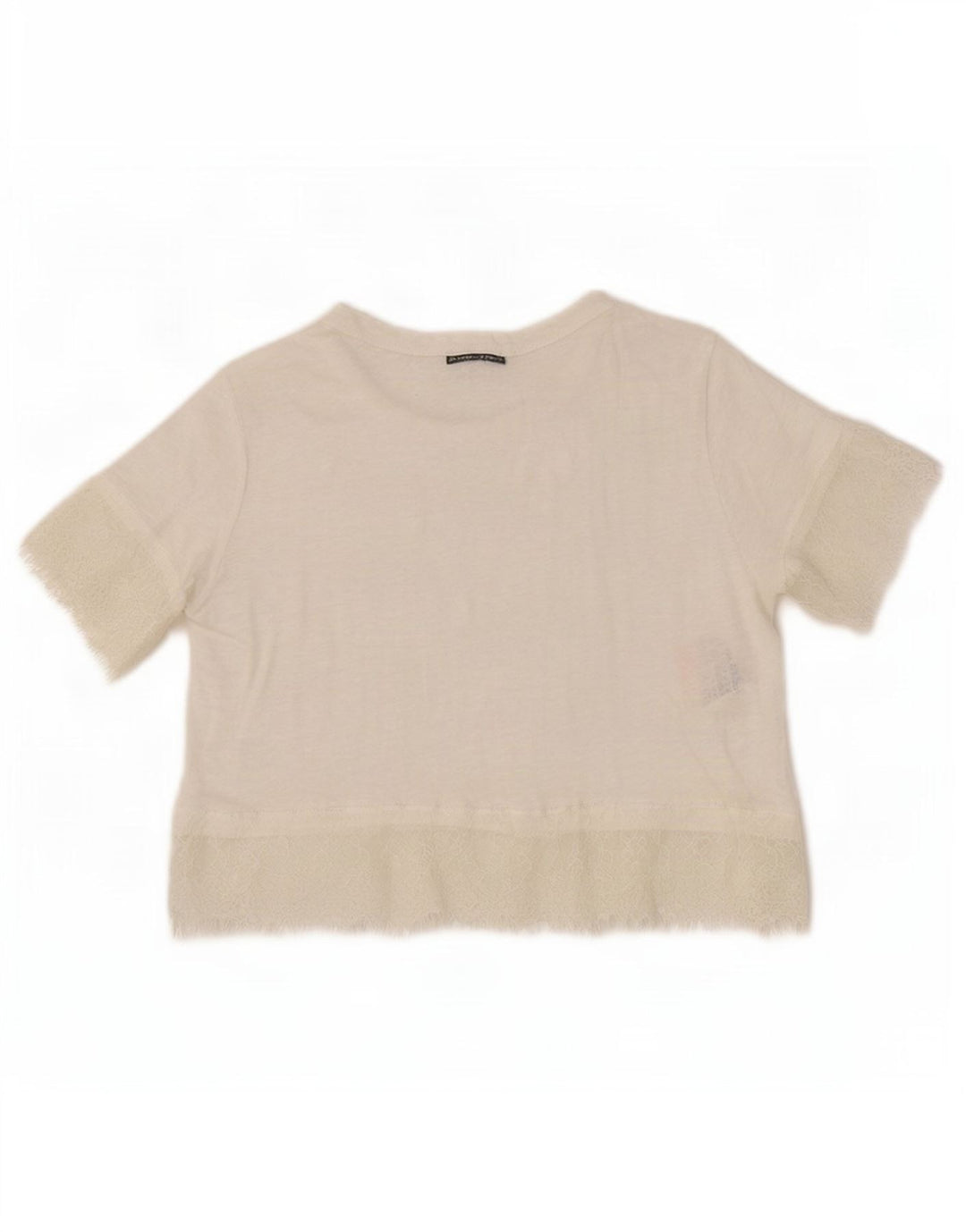 Zara Womens Crop Bluse Top UK 12 Medium White Linen