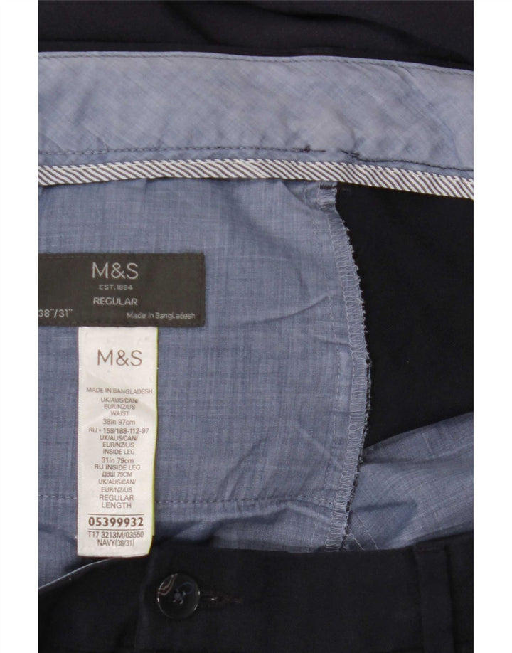 Marks & Spencer Herre Lige bukser med almindelig jakkesæt W38 L31 Marineblå