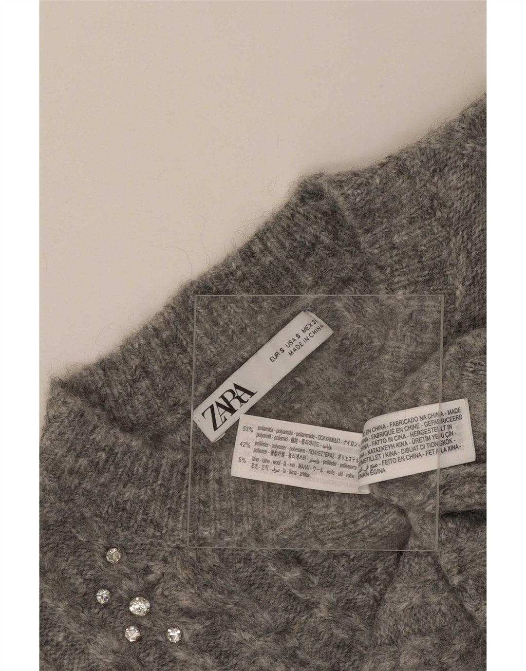 Zara Womens Crop Cardigan Sweater UK 10 Small Grå Polyamid