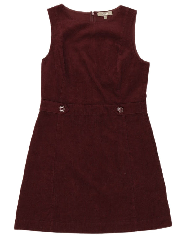 Oasis Womens Corduroy Ærmeløs A-line kjole UK 12 Medium Bourgogne bomuld