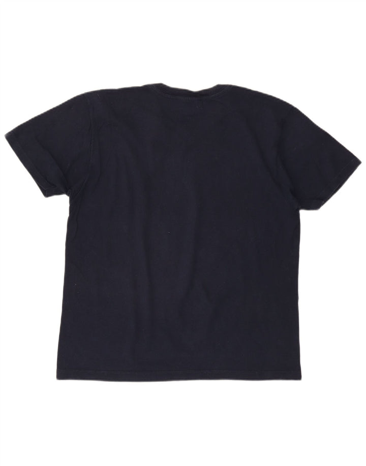 CHAMPION Dame T-Shirt Top UK 14 Medium Navy Blue Bomuld