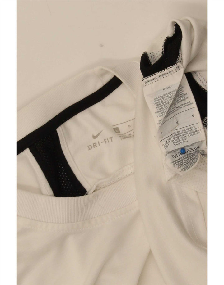 Nike Herre Dri Fit T-shirt Top Stor hvid Colourblock Polyester
