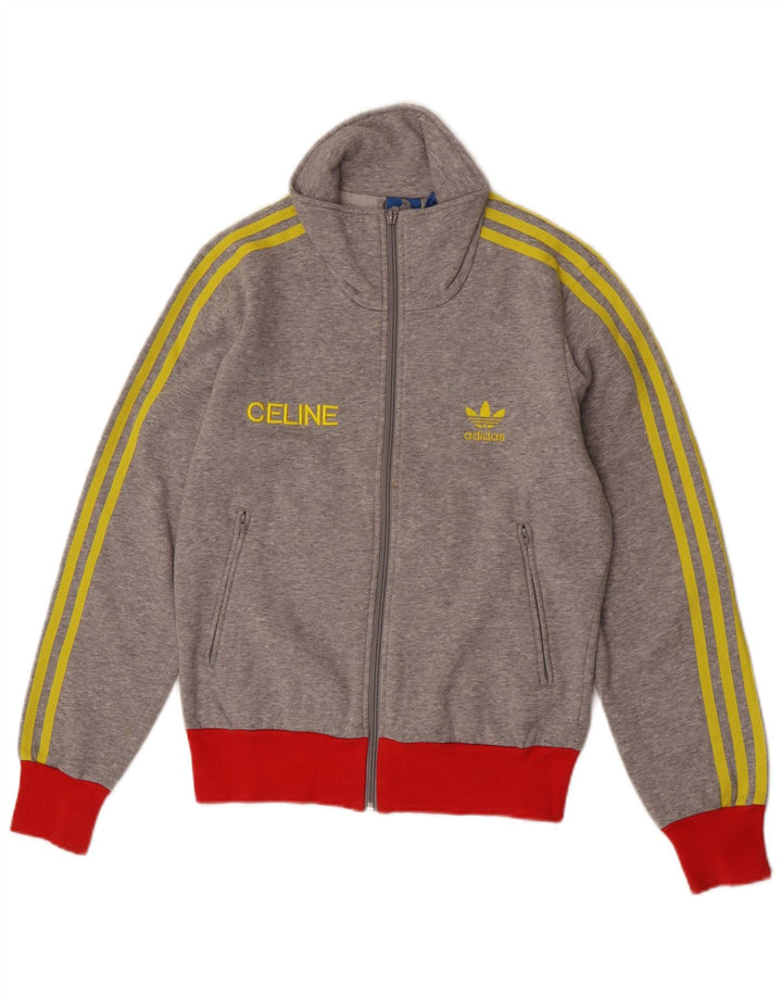 Adidas Graphic Tracksuit Top Jacket UK 10 Small Grey Colourblock