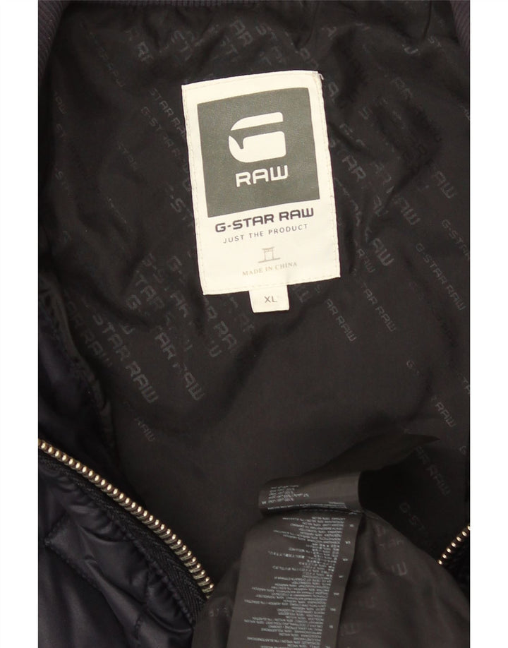 G-Star Herre hættejakke quiltet UK 42 XL Navy Blue Polyester