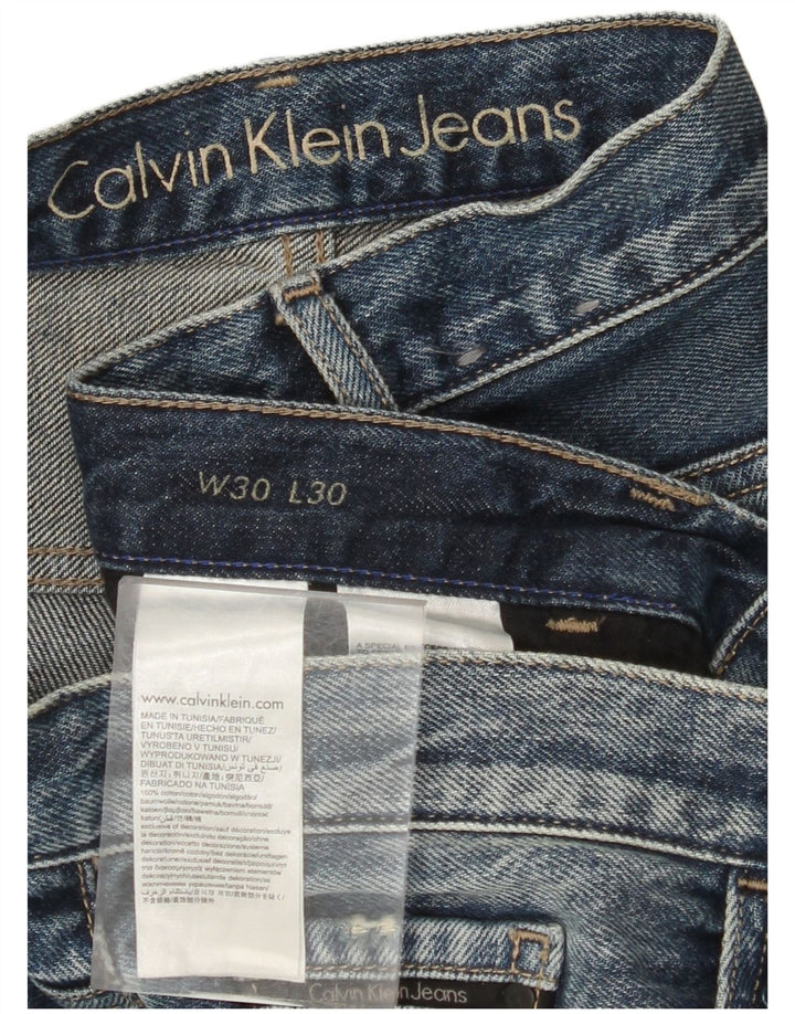 CALVIN KLEIN Herre Kæreste Distressed Straight Jeans W30 L30 Blå Bomuld