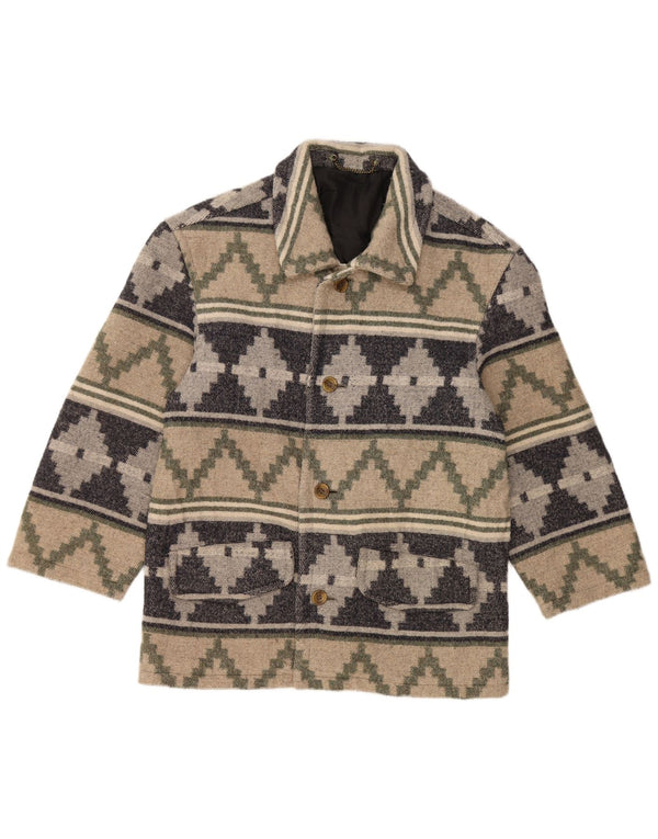 VINTAGE Herre 4-knaps blazerjakke UK 38 Medium Beige Fair Isle