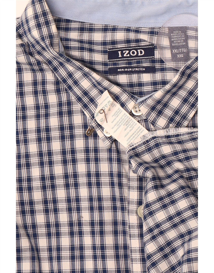 IZOD Mens Big & Tall Shirt 2XL Navy Blue Check Cotton