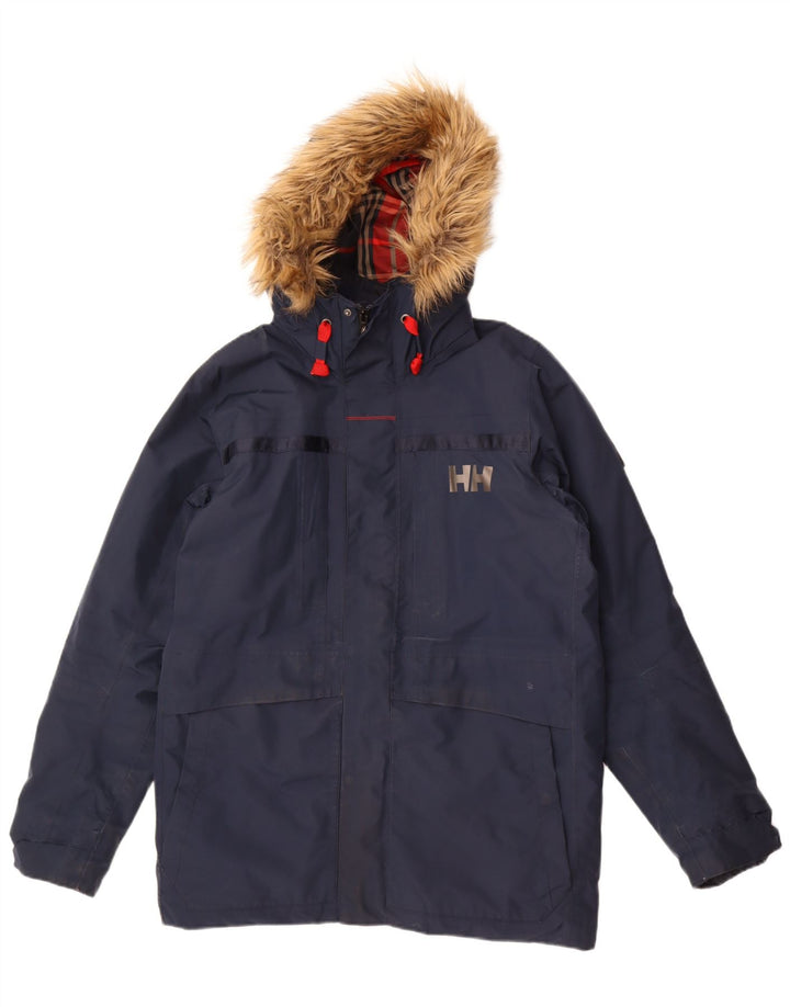 Helly Hansen Herre Hooded Windbreaker Jacket UK 38 Medium Navy Blue