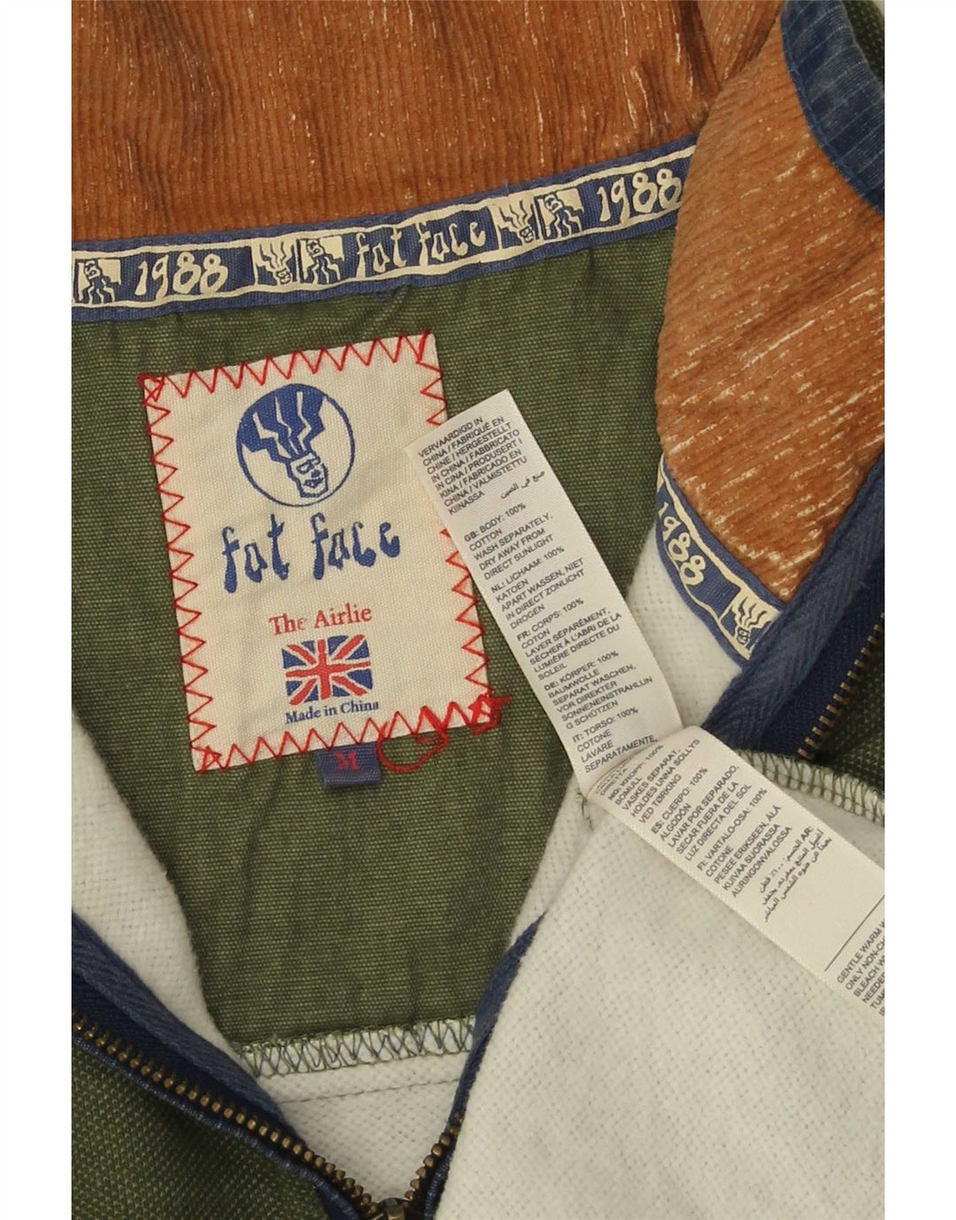 Fedt ansigt til mænd med lynlås-hals-sweatshirt Jumper Medium Grøn Colourblock Bomuld
