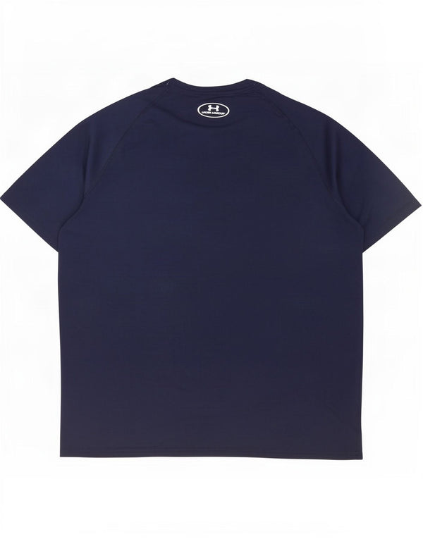 Under Armour Herre Heat Gear T-Shirt Top Large Navy Blue
