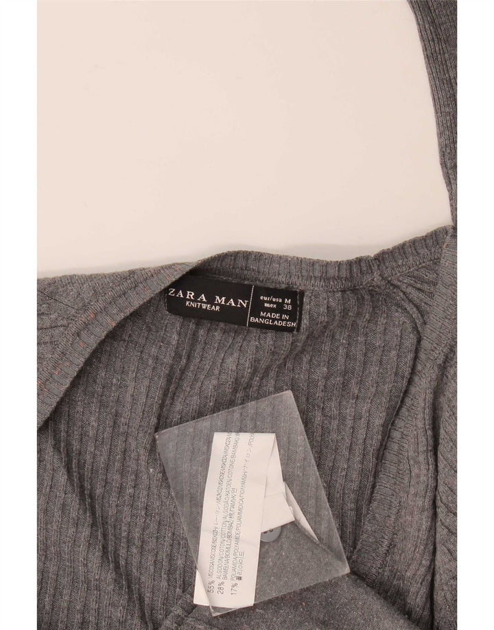Zara Herre Cardigan Sweater Medium Grey Viscose