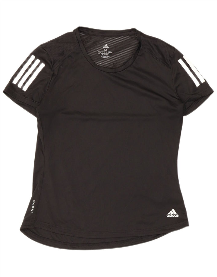 Adidas Aeroready T-Shirt Top UK 12/14 Medium Sort Polyester