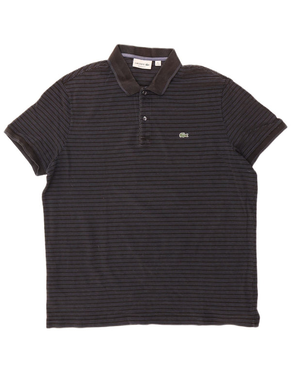 Lacoste Herre Regular Fit Polo Shirt Størrelse 7 2XL Sort Nålestribet Bomuld