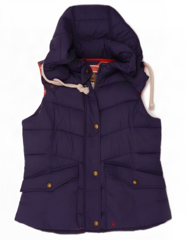 Joules Dame Hætte Polstret Gilet UK 14 Large Navy Blue Colourblock
